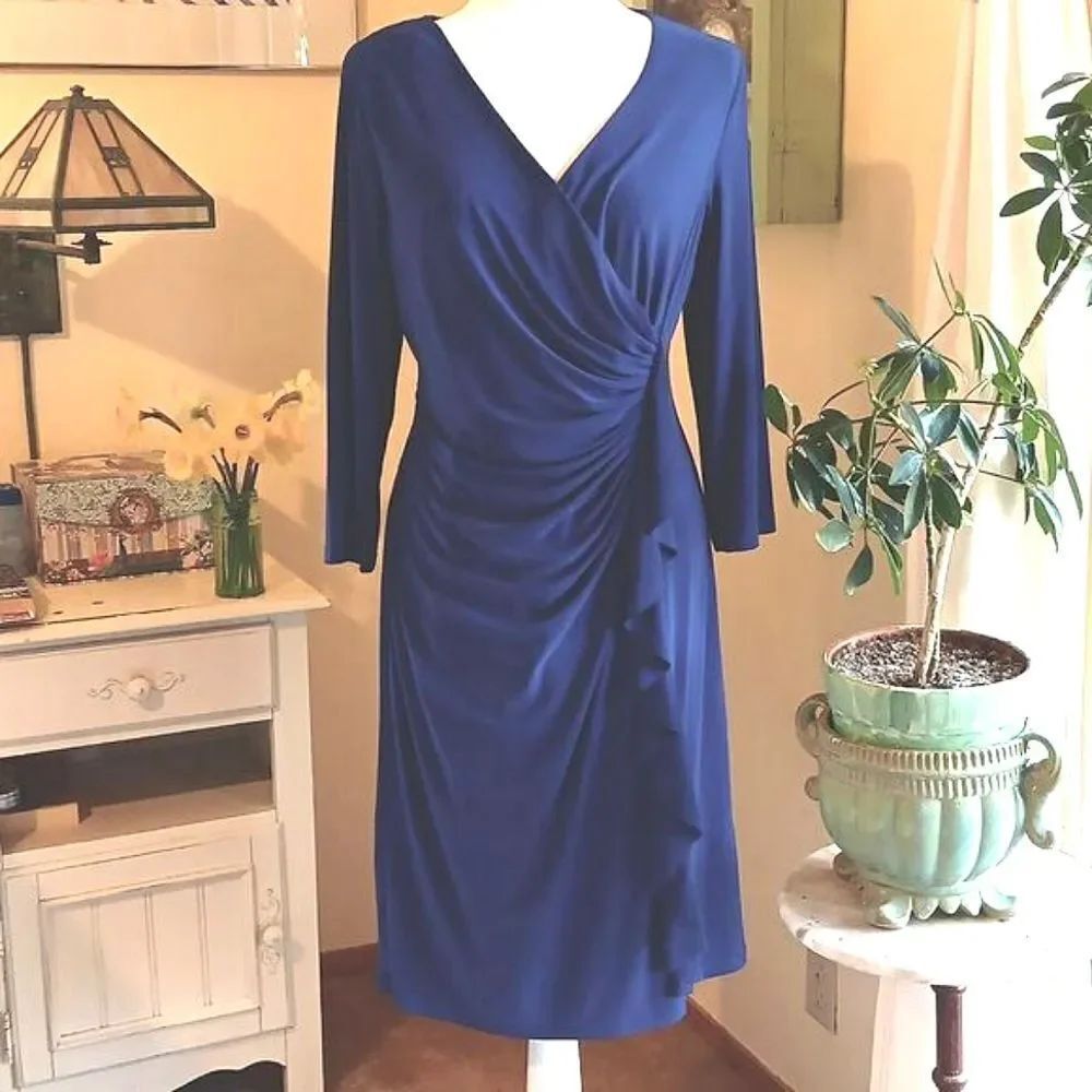 Black Label Deep Blue Soft Knit Dress. Career. Professional.